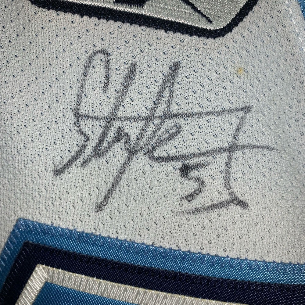 GAME WORN  Stuart Percy Mississauga St. Michael’s Majors OHL Jersey Size 56 Auto - Picture 8 of 10